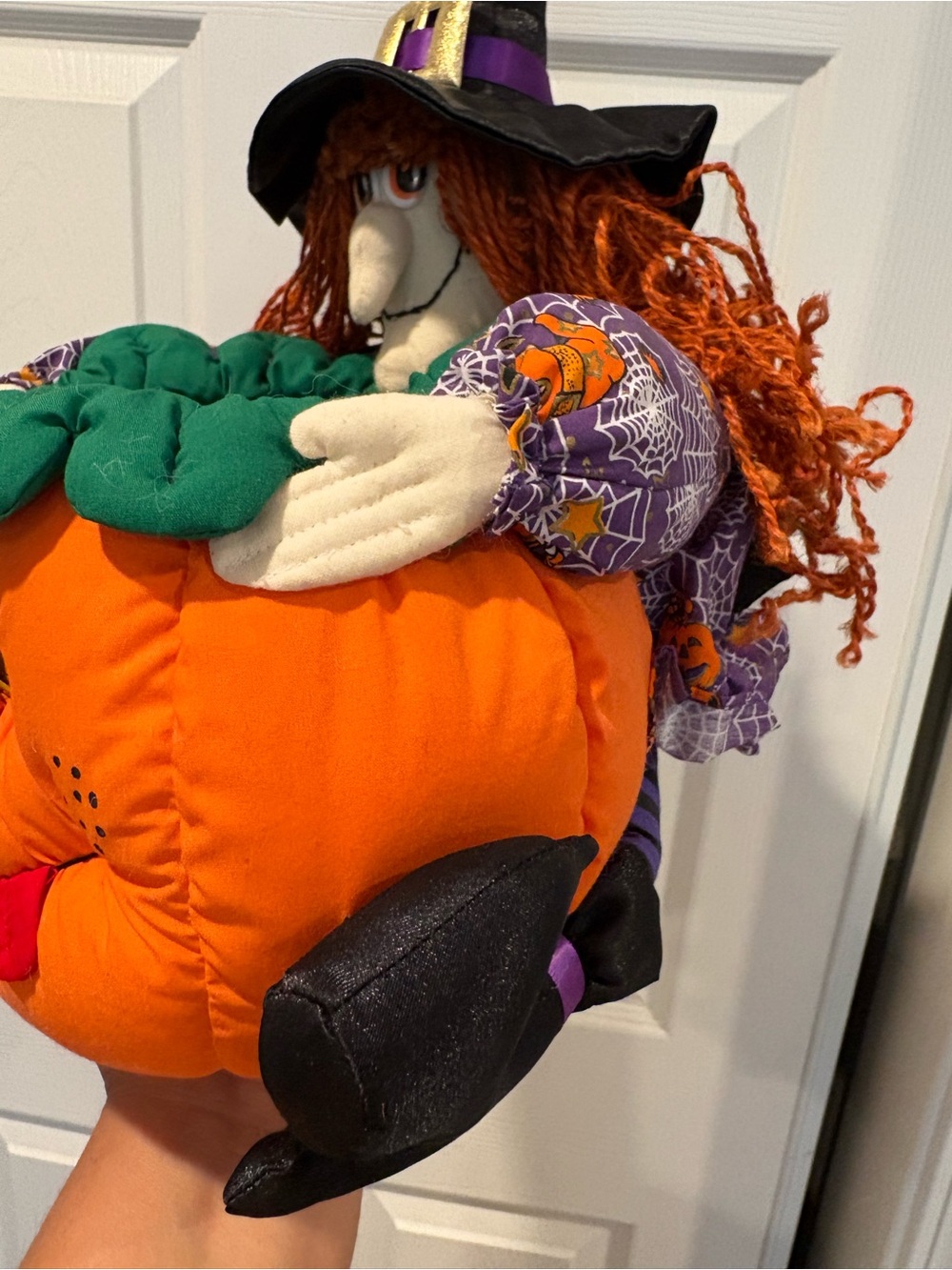 Vintage 1998 Silly Pumpkin Witch Candy Plush Nylon Basket EUC - Picture 8 of 15